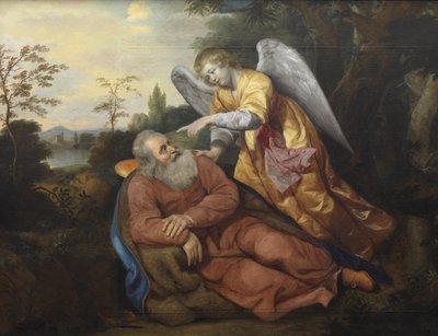 El ángel despierta a Elías en el desierto de Anonymous